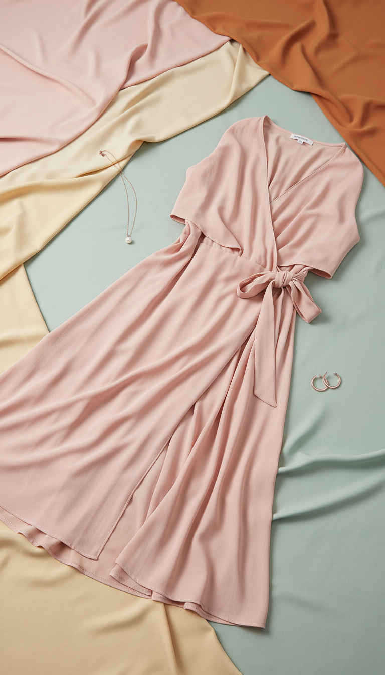 Cotton Blend Wrap Dress